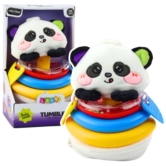 Brinquedo Sensorial Panda Pirâmide com Mordedores e Chocalho