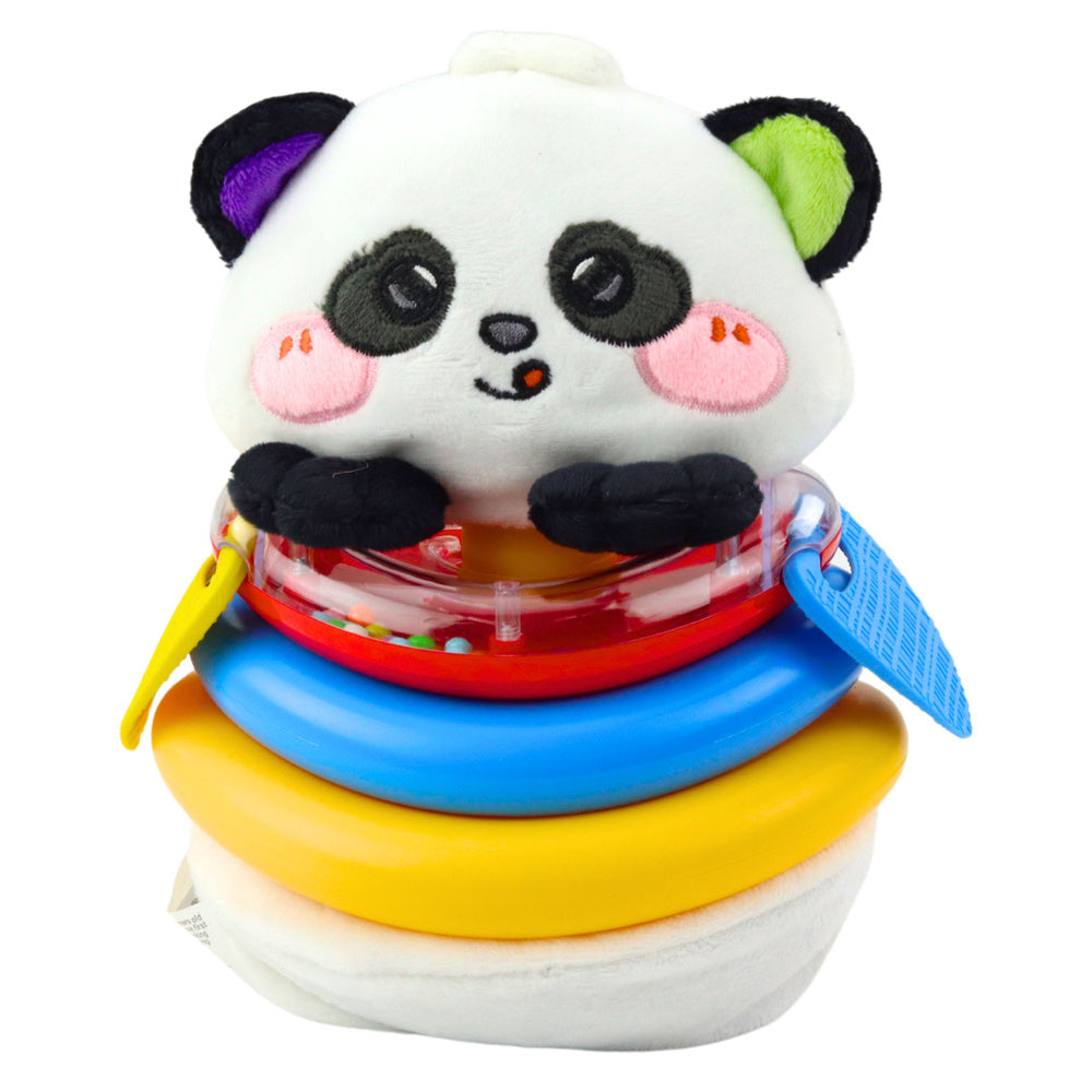 Brinquedo Sensorial Panda Pirâmide com Mordedores e Chocalho