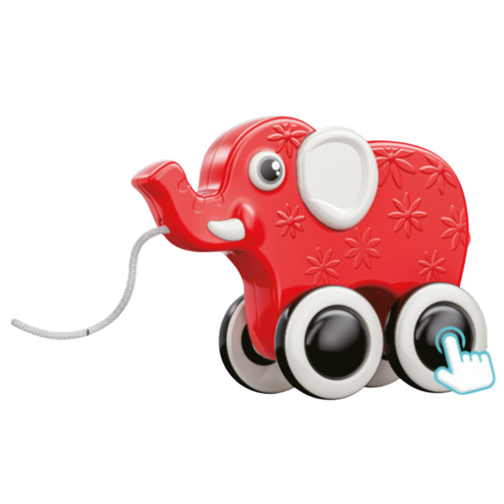 Elefante de Puxar com Apito Vermelho