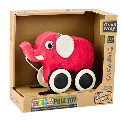 Elefante de Puxar com Apito Vermelho