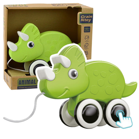 Dinossauro de Puxar com Apito Verde