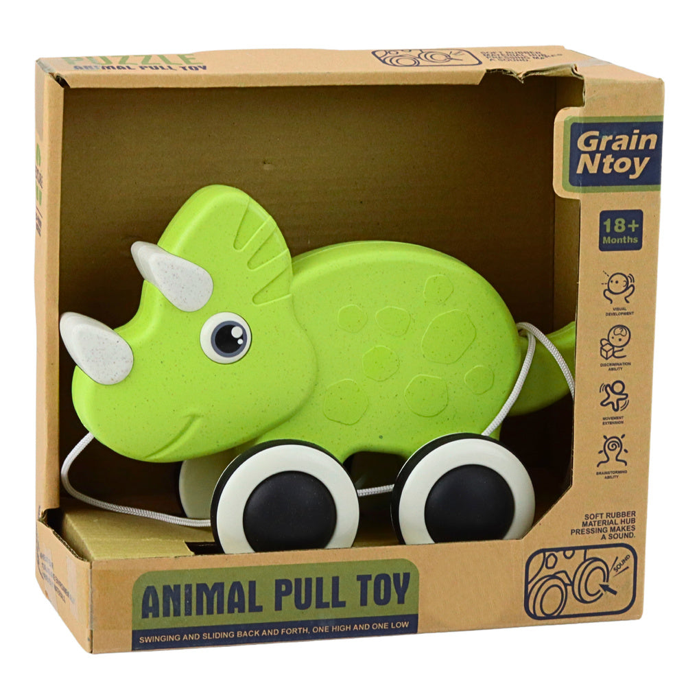 Dinossauro de Puxar com Apito Verde