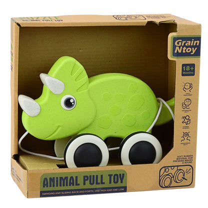 Dinossauro de Puxar com Apito Verde