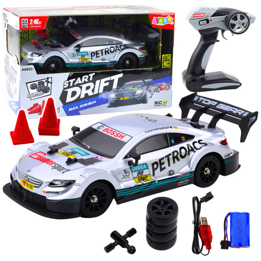Carro Drift RC Prateado 30km/h 1:16