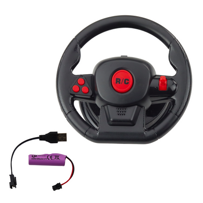 Carro de Corrida RC com Volante Luzes e Sons Vermelho 1:12