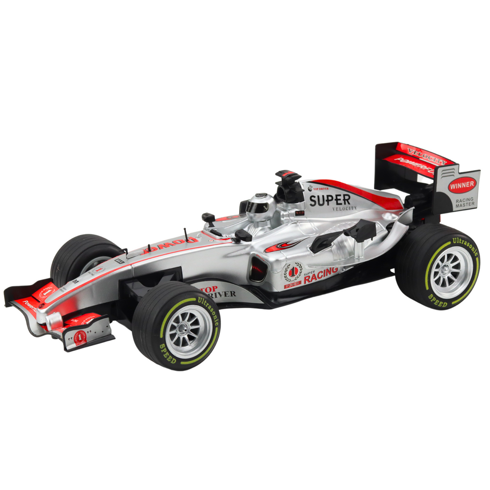 Carro de Corrida RC com Volante Luzes e Sons Prateado 1:12