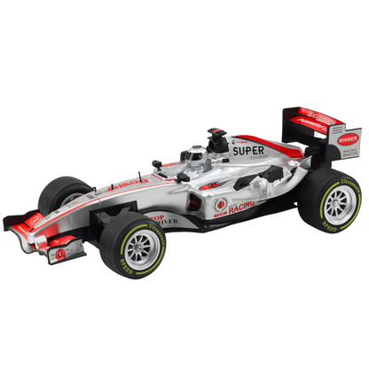 Carro de Corrida RC com Volante Luzes e Sons Prateado 1:12