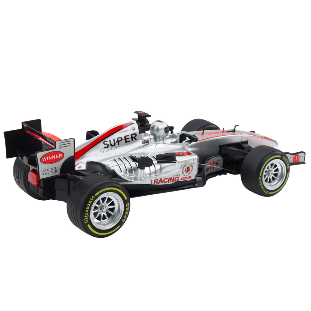 Carro de Corrida RC com Volante Luzes e Sons Prateado 1:12