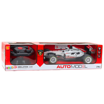 Carro de Corrida RC com Volante Luzes e Sons Prateado 1:12