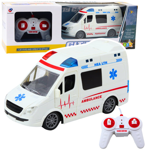 Ambulância RC Branca com Luzes e Sons 1:20