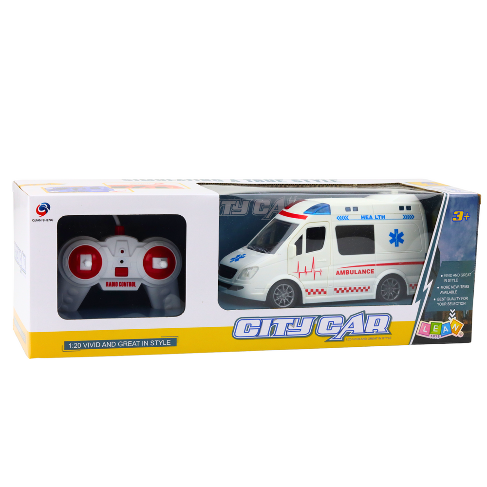 Ambulância RC Branca com Luzes e Sons 1:20