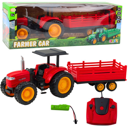 Trator Agrícola RC com Reboque Vermelho