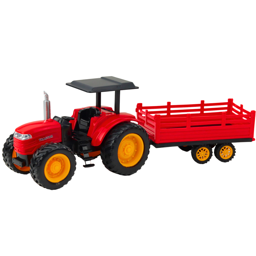 Trator Agrícola RC com Reboque Vermelho
