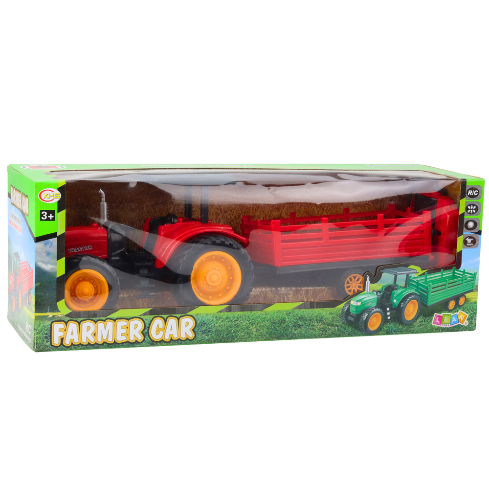 Trator Agrícola RC com Reboque Vermelho