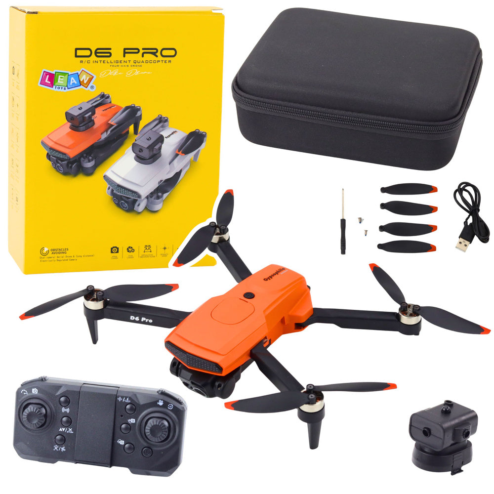 Drone D6 PRO Dual HD Câmara LED Laranja