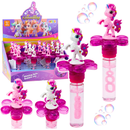 Bolhas de Sabão Unicórnio com Flor Giratória LED 20cm (1 unidade, sortido)