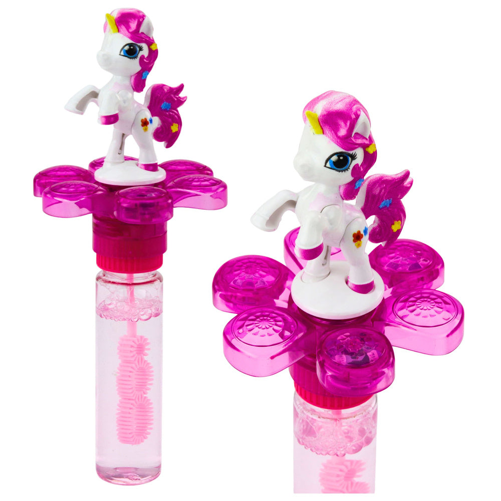 Bolhas de Sabão Unicórnio com Flor Giratória LED 20cm (1 unidade, sortido)