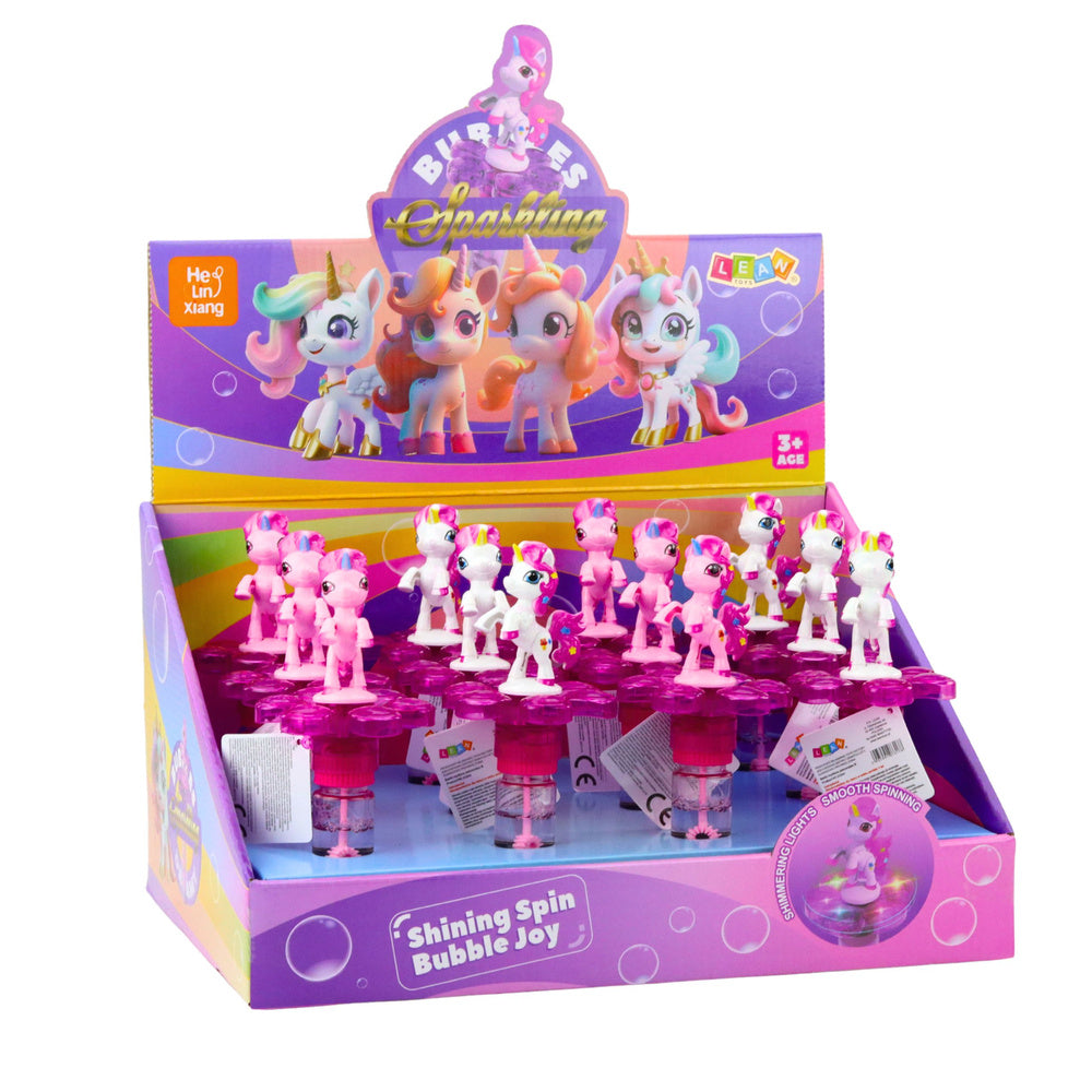 Bolhas de Sabão Unicórnio com Flor Giratória LED 20cm (1 unidade, sortido)