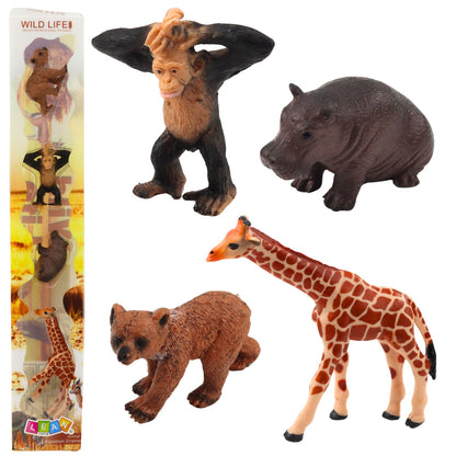 Animais Selvagens Chimpanzé e Girafa 4 Peças