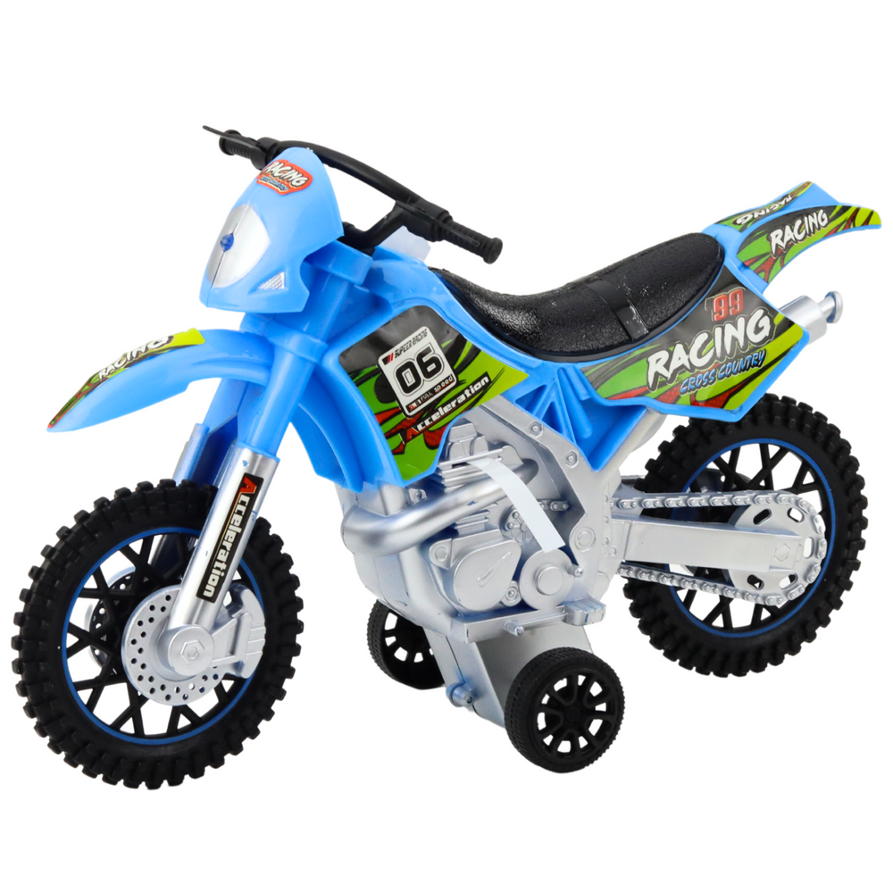 Moto Cross Off-Road com Luzes e Sons Azul