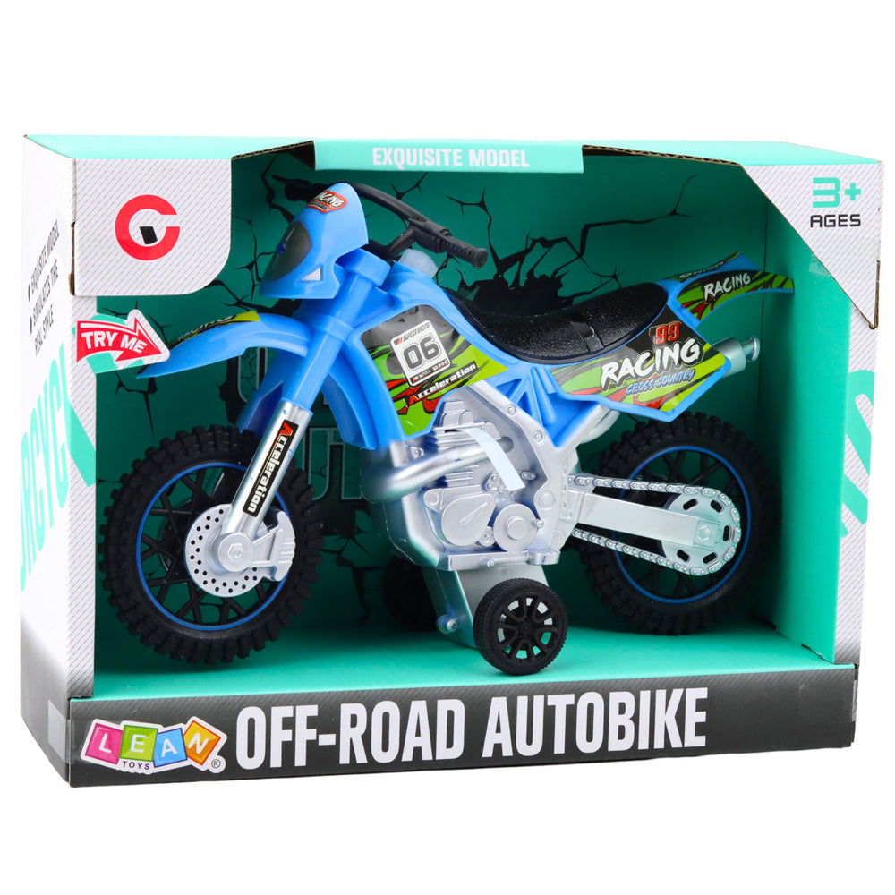 Moto Cross Off-Road com Luzes e Sons Azul