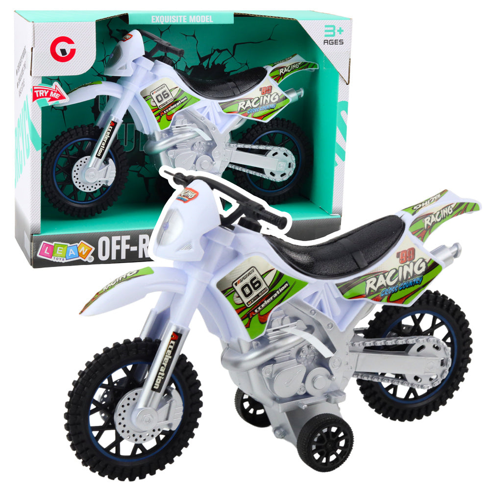 Moto Cross Off-Road com Luzes e Sons Branco