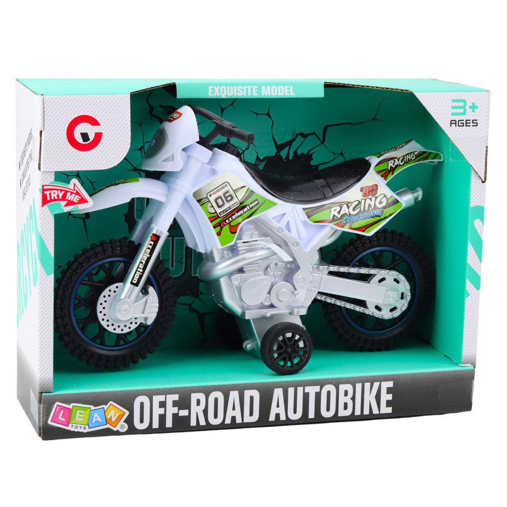 Moto Cross Off-Road com Luzes e Sons Branco
