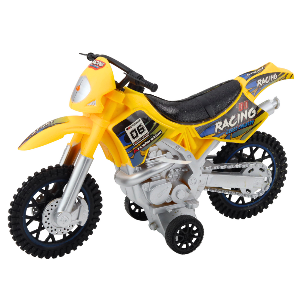 Moto Cross Off-Road com Luzes e Sons Amarelo