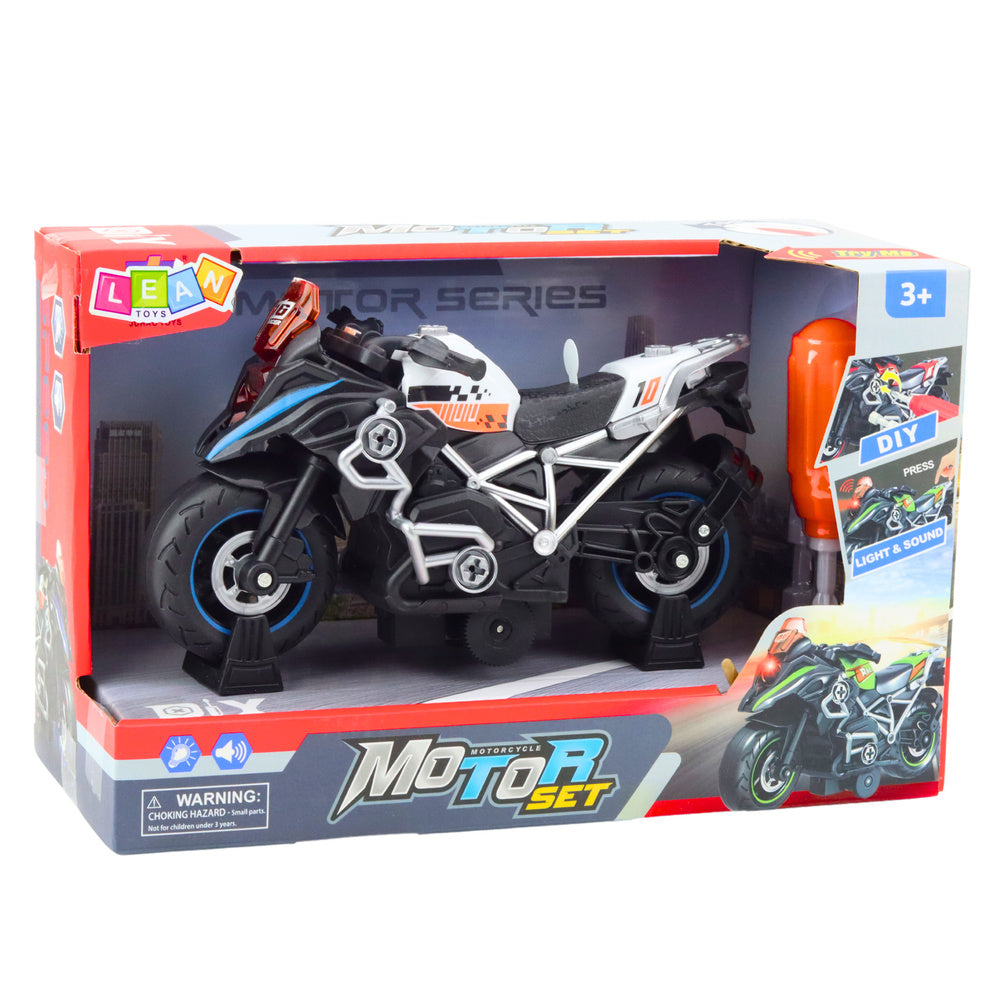 Mota de Corrida DIY Desmontável com Luzes e Sons Preta