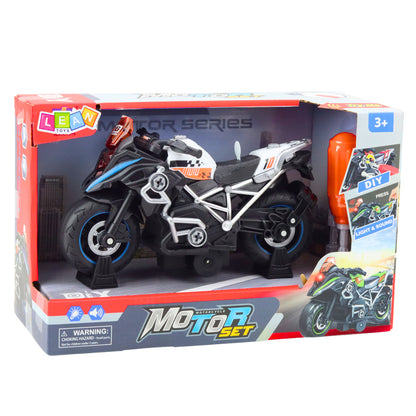 Mota de Corrida DIY Desmontável com Luzes e Sons Preta