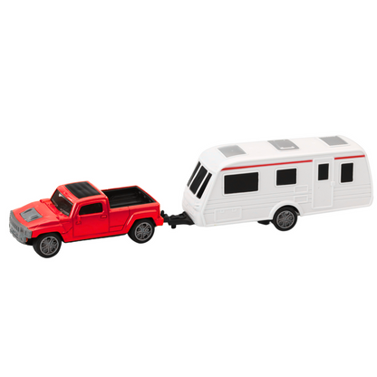 Conjunto Carro com Caravana Vermelho