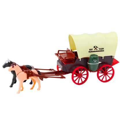 Cowboy Faroeste com Carroça Cavalos e Palmeiras