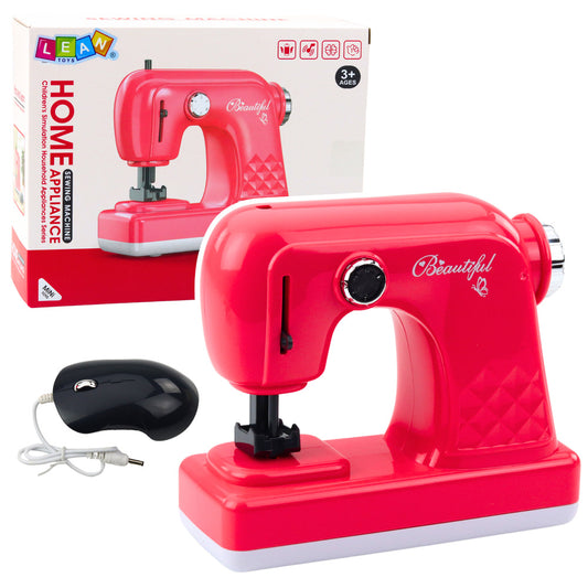 Máquina de Costura Infantil com Pedal Rosa