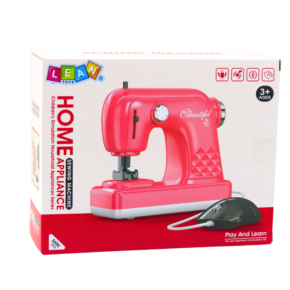 Máquina de Costura Infantil com Pedal Rosa