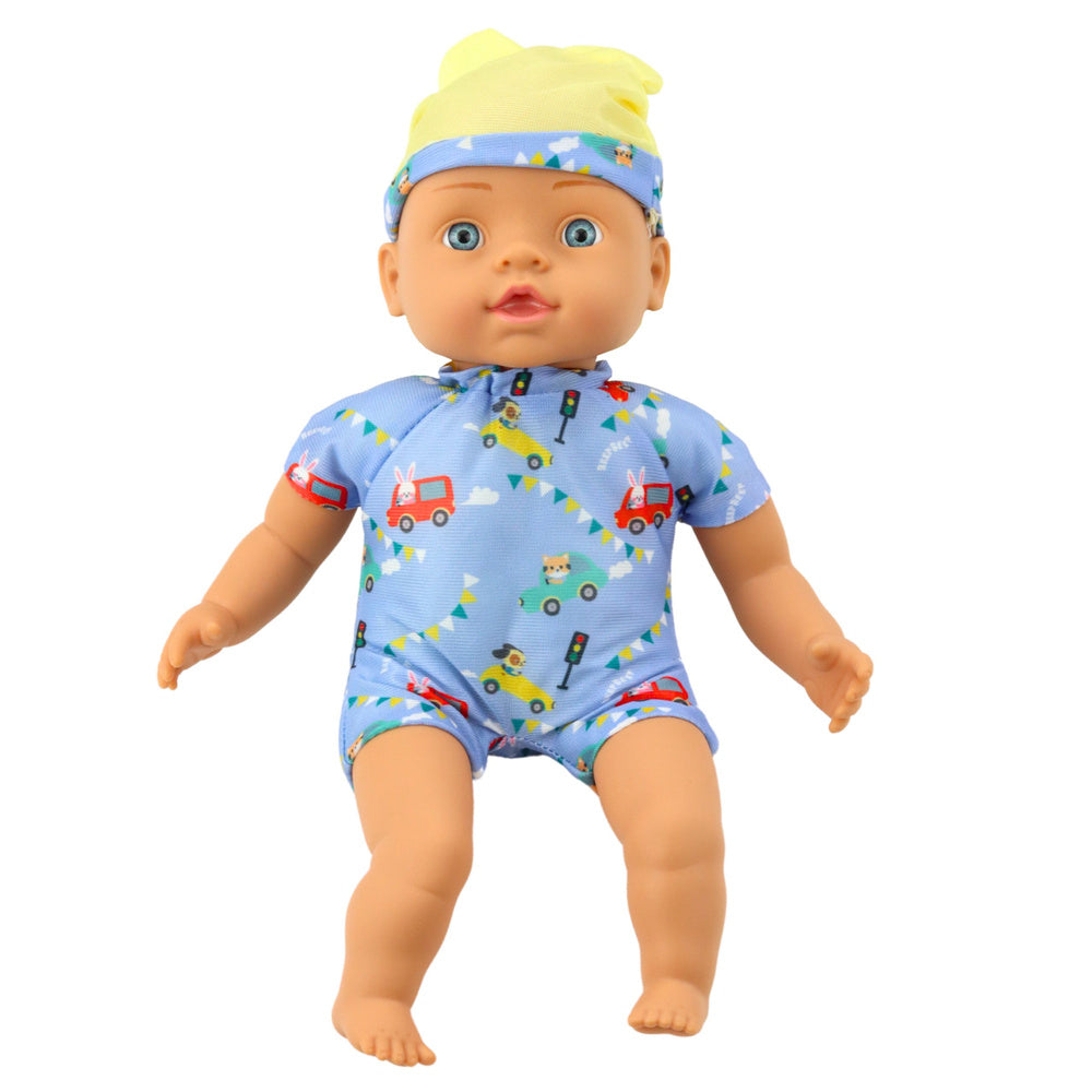 Boneca Bebé Roupa Azul Chapéu com Orelhas 31cm