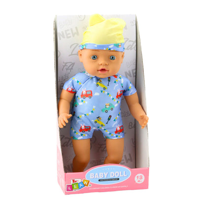 Boneca Bebé Roupa Azul Chapéu com Orelhas 31cm