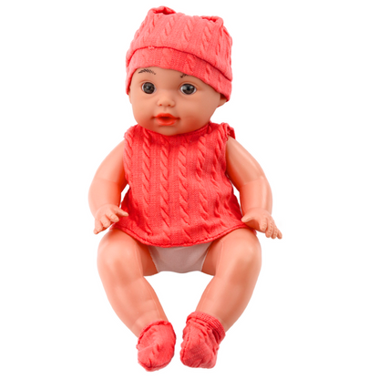 Boneca Bebé com Biberão Roupa Rosa Sons 30cm