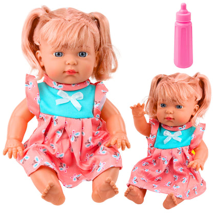 Boneca Bebé Vestido Colorido Pónei Biberão Som
