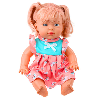 Boneca Bebé Vestido Colorido Pónei Biberão Som