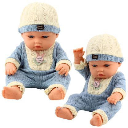Boneca Bebé Malha Azul com Gorro