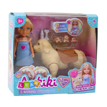 Mini Boneca Ankiki com Bolsa Cachorrinhos e Osso