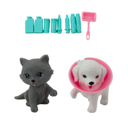 Mini Boneca Veterinária com Cão Gato e Acessórios