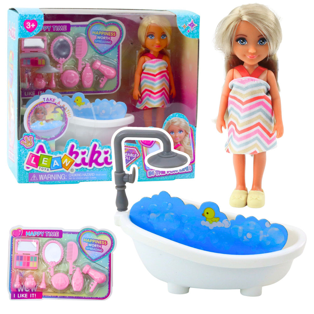 Mini Boneca Ankiki com Banheira e Acessórios