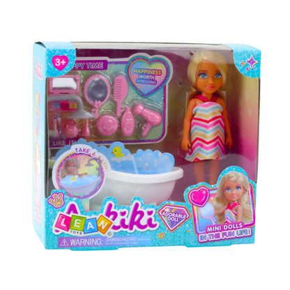 Mini Boneca Ankiki com Banheira e Acessórios