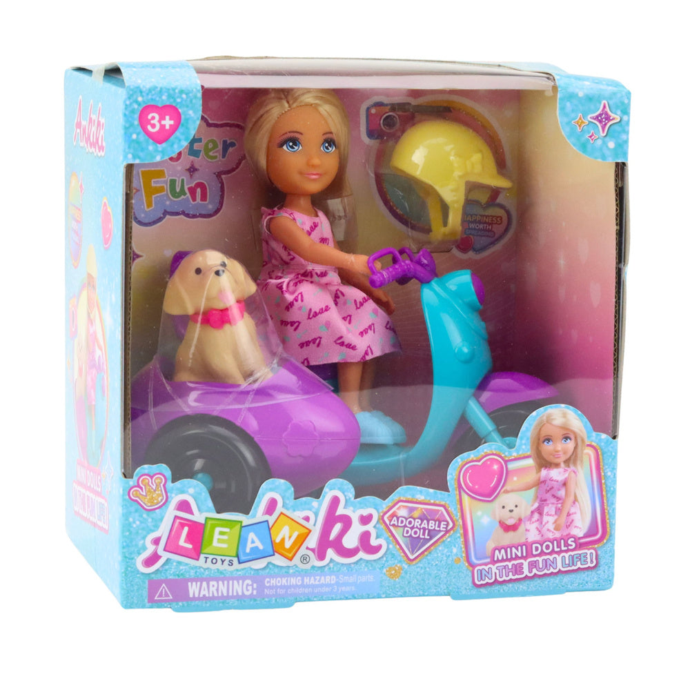 Mini Boneca Ankiki em Trotinete com Cão