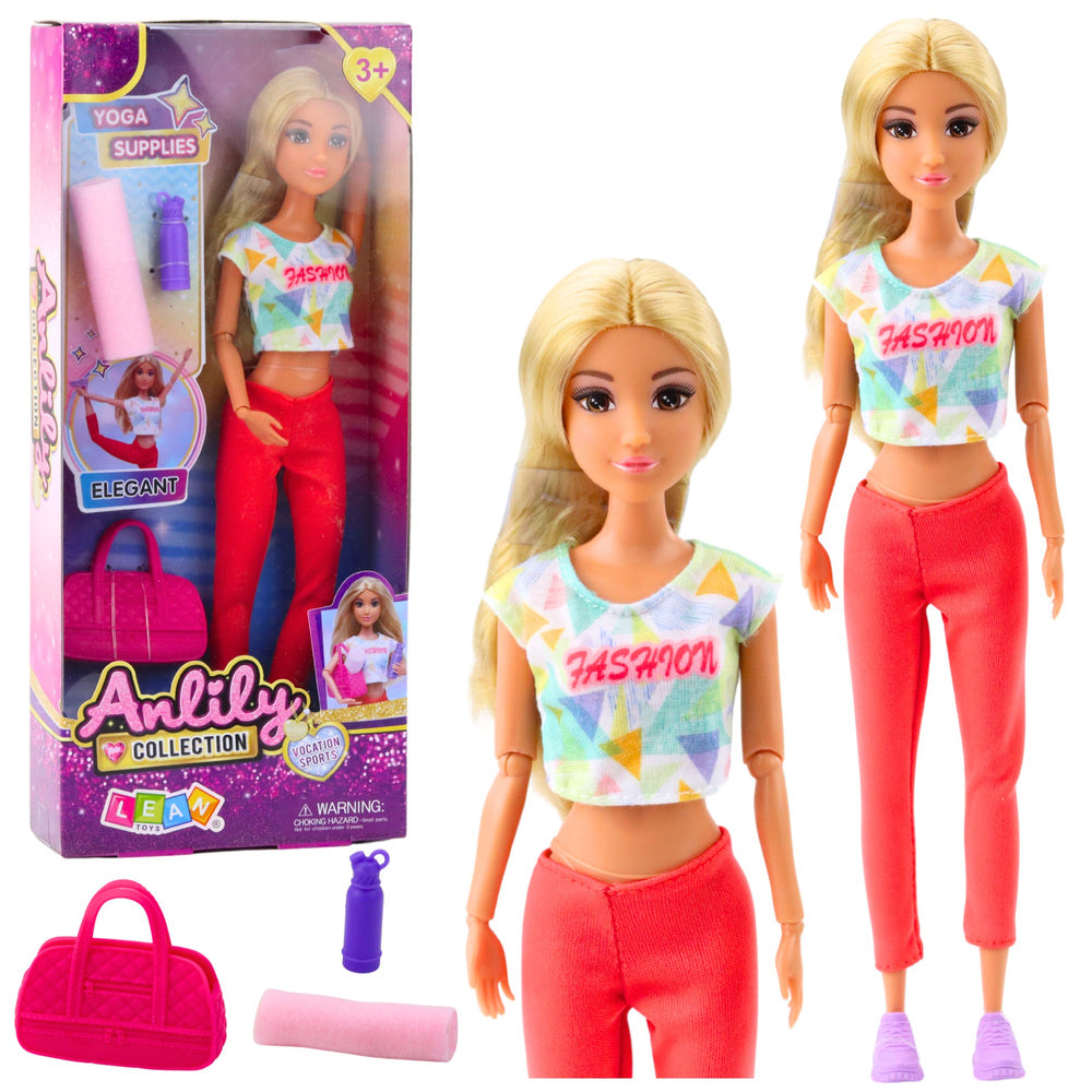 Boneca Yoga Anlily com Tapete Garrafa e Bolsa