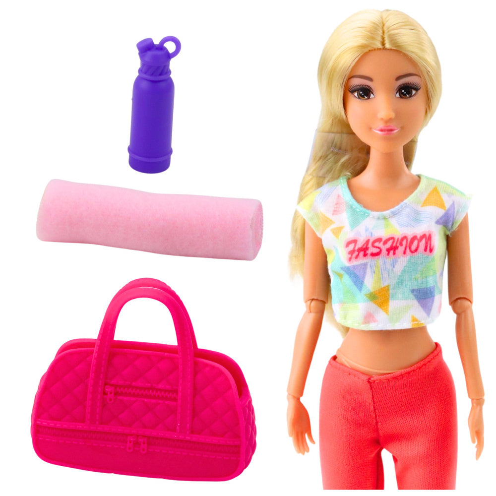 Boneca Yoga Anlily com Tapete Garrafa e Bolsa