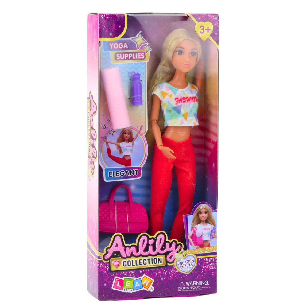 Boneca Yoga Anlily com Tapete Garrafa e Bolsa