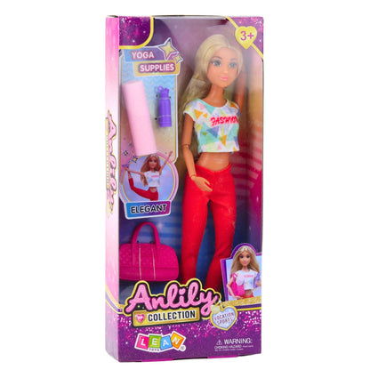 Boneca Yoga Anlily com Tapete Garrafa e Bolsa