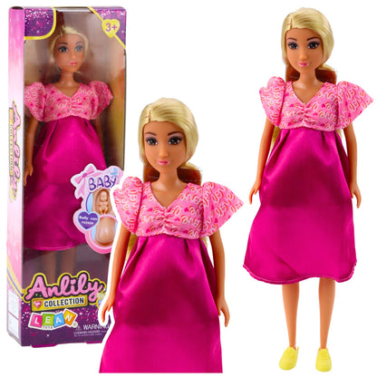 Boneca Grávida Anlily Vestido Rosa Comprido